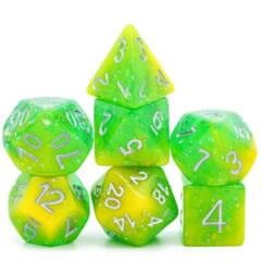 Foam Brain: Yellow & Green Seabed Treasure RPG Dice Set
